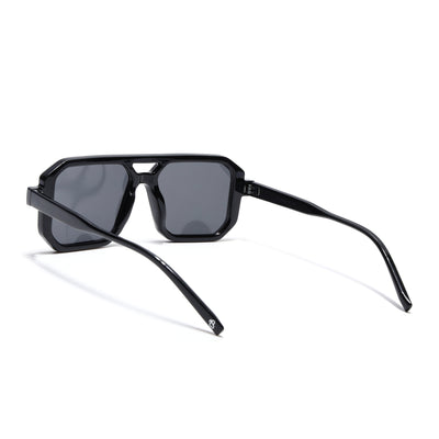 Eyejack Black Hexagonal Sunglasses for Men & Women (ZN3903CL2162)