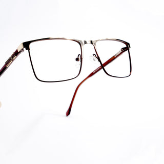 EyeJack DISK Golden & Brown Rectangle Eyeglasses for Men & Women (128614CL243-C5)