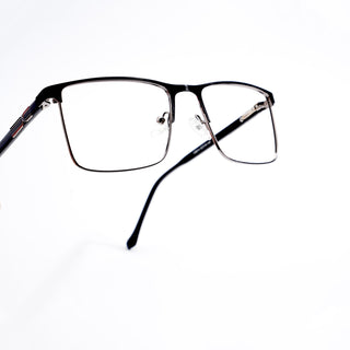 EyeJack DISK Matt Black & Grey Rectangle Eyeglasses for Men & Women (128614CL241-C3)