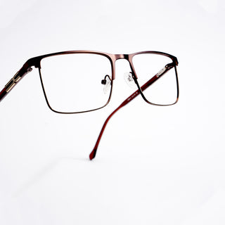 EyeJack DISK Brown & Golden Rectangle Eyeglasses for Men & Women (128614CL242-C4)