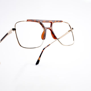 EyeJack DISK Demi Brown & Golden Wayfarer Eyeglasses for Men & Women (128610CL220-C2)