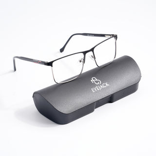 EyeJack DISK Matt Black & Grey Rectangle Eyeglasses for Men & Women (128614CL241-C3)