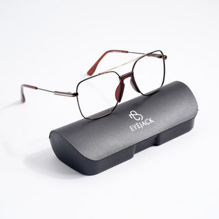 EyeJack DISK Brown & Golden Wayfarer Eyeglasses for Men & Women (128606CL199-C4)