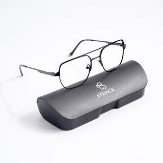 EyeJack DISK Black & Grey Wayfarer Eyeglasses for Men & Women (128603CL180-C1)