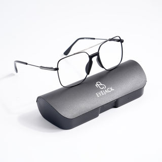 EyeJack DISK Black & Grey Wayfarer Eyeglasses for Men & Women (128606CL197-C2)