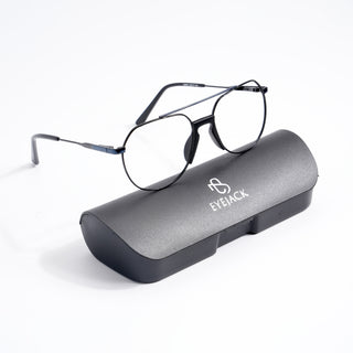 EyeJack DISK Black & Blue Wayfarer Eyeglasses for Men & Women (128607CL205-C4)