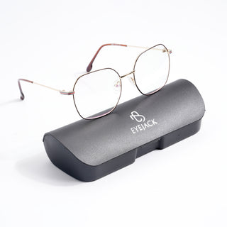 EyeJack DISK Golden & Black Geometric Eyeglasses for Men & Women (128611CL226-C3)