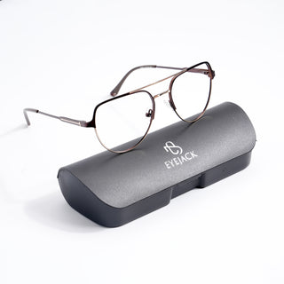 EyeJack DISK Brown & Silver Aviator Eyeglasses for Men & Women (128601CL171-C4)