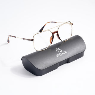 EyeJack DISK Golden & Demi Brown Wayfarer Eyeglasses for Men & Women (128606CL198-C3)