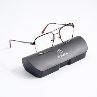 EyeJack DISK Golden & Brown Wayfarer Eyeglasses for Men & Women (128604CL189-C5)