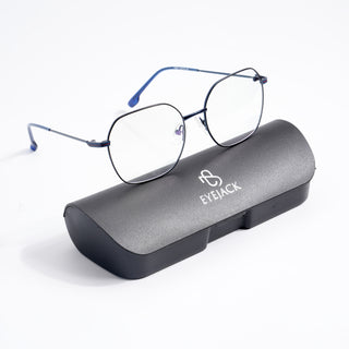 EyeJack DISK Black & Blue Geometric Eyeglasses for Men & Women (128611CL227-C4)