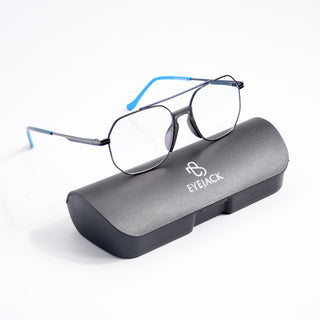 EyeJack DISK Grey & Blue Wayfarer Eyeglasses for Men & Women (128608CL212-C6)