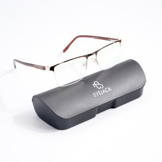 EyeJack DISK Golden Half Rim Eyeglasses for Men & Women (128613CL237-C4)