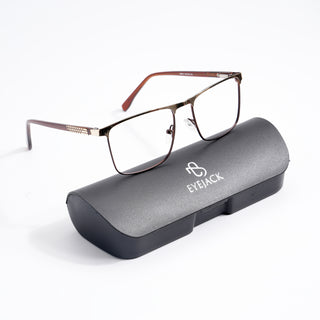 EyeJack DISK Golden & Brown Square Eyeglasses for Men & Women (128615CL248-C5)