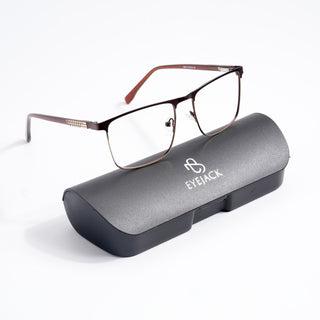 EyeJack DISK Brown & Golden Square Eyeglasses for Men & Women (128615CL247-C4)