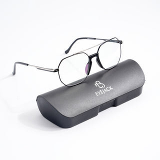 EyeJack DISK Black & Silver Wayfarer Eyeglasses for Men & Women (128608CL208-C2)