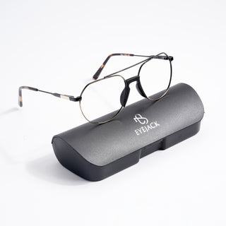 EyeJack DISK Golden & Black Wayfarer Eyeglasses for Men & Women (128607CL203-C2)