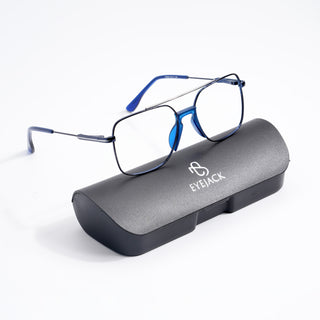 EyeJack DISK Blue & Silver Wayfarer Eyeglasses for Men & Women (128606CL201-C6)