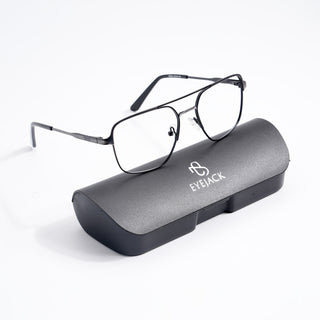 EyeJack DISK Black & Grey Wayfarer Eyeglasses for Men & Women (128605CL192-C3)