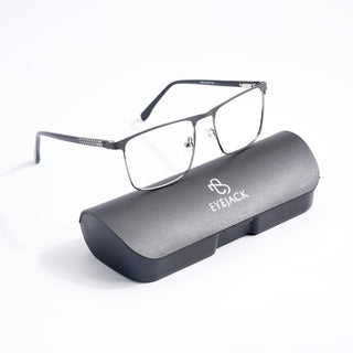 EyeJack DISK Grey & Silver Square Eyeglasses for Men & Women (128615CL246-C3)