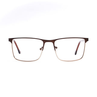 EyeJack DISK Brown & Golden Rectangle Eyeglasses for Men & Women (128614CL242-C4)