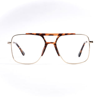 EyeJack DISK Demi Brown & Golden Wayfarer Eyeglasses for Men & Women (128610CL220-C2)