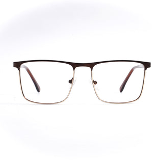 EyeJack DISK Brown & Golden Square Eyeglasses for Men & Women (128615CL247-C4)