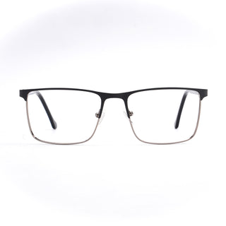 EyeJack DISK Grey & Silver Rectangle Eyeglasses for Men & Women (128614CL239-C1)