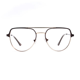 EyeJack DISK Brown & Silver Aviator Eyeglasses for Men & Women (128601CL171-C4)