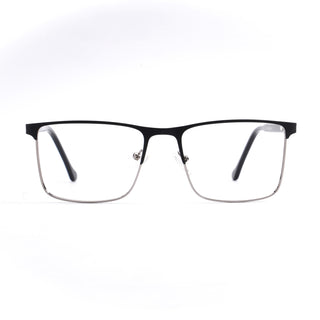 EyeJack DISK Matt Black & Grey Rectangle Eyeglasses for Men & Women (128614CL241-C3)