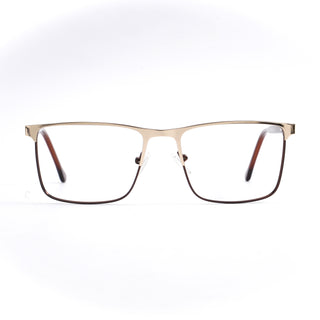 EyeJack DISK Golden & Brown Rectangle Eyeglasses for Men & Women (128614CL243-C5)