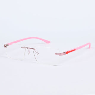 Goeye Pink Rimless Rectangle Eyeglasses for Men & Women (BG98102GE1112)