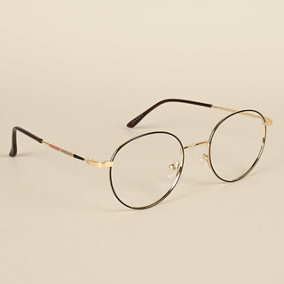 EyeJack Spectra Black & Golden Full Rim Round Eyeglasses for Men & Women (FS93103GE1215-C6)