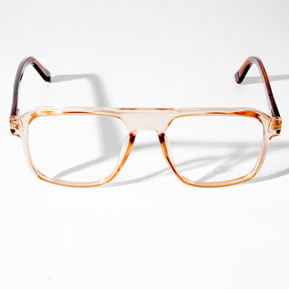 EyeJack Astra Transparent Brown Square Eyeglasses for Men & Women (TR6602CL80-C7)