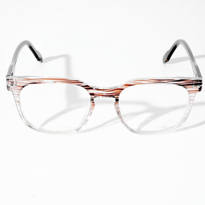 EyeJack Astra Brown & Transparent Square Eyeglasses for Men & Women (TR6605CL111-C6)