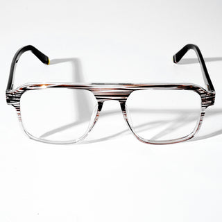 EyeJack Astra Brown & Transparent Square Eyeglasses for Men & Women (TR6602CL79-C6)