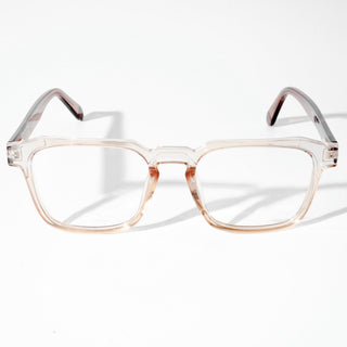 EyeJack Astra Transparent Brown Square Eyeglasses for Men & Women (TR6601CL69-C7)