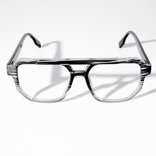 EyeJack Astra Black & Grey Wayfarer Eyeglasses for Men & Women (TR6606CL121-C5)