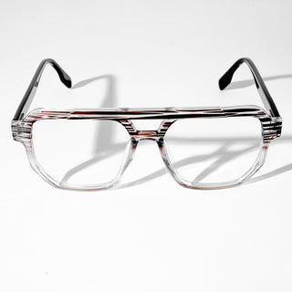 EyeJack Astra Brown & Transparent Wayfarer Eyeglasses for Men & Women (TR6606CL122-C6)