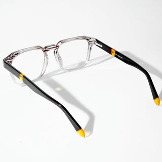 EyeJack Astra Brown & Transparent Square Eyeglasses for Men & Women (TR6601CL68-C6)