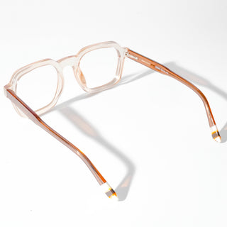 EyeJack Astra Transparent Brown Square Eyeglasses for Men & Women (TR6603CL91-C7)