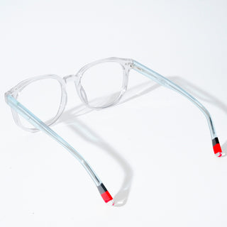 EyeJack Astra Transparent Blue Square Eyeglasses for Men & Women (TR6604CL102-C7)