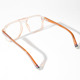 EyeJack Astra Transparent Brown Square Eyeglasses for Men & Women (TR6602CL80-C7)