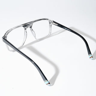 EyeJack Astra Black & Grey Square Eyeglasses for Men & Women (TR6602CL78-C5)