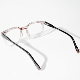 EyeJack Astra Brown & Transparent Square Eyeglasses for Men & Women (TR6605CL111-C6)