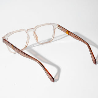 EyeJack Astra Transparent Brown Square Eyeglasses for Men & Women (TR6601CL69-C7)