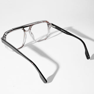 EyeJack Astra Brown & Transparent Wayfarer Eyeglasses for Men & Women (TR6606CL122-C6)