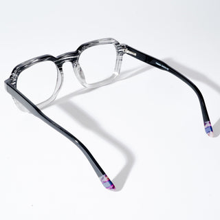 EyeJack Astra Black & Grey Square Eyeglasses for Men & Women (TR6603CL89-C5)