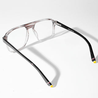 EyeJack Astra Brown & Transparent Square Eyeglasses for Men & Women (TR6602CL79-C6)