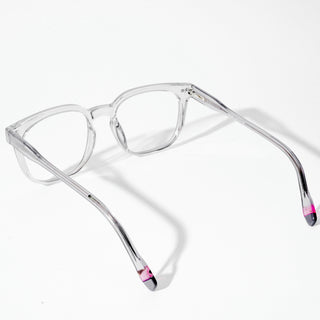 EyeJack Astra Transparent Grey Square Eyeglasses for Men & Women (TR6605CL108-C3)